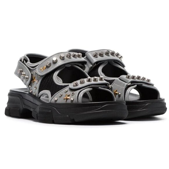 GUCCI SHOES MENS AGURU STUD STAR LEATHER SANDALS sz 11G 11.5 US main image 5